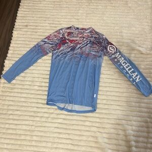 Magellan Outdoors Cooling Shirt with Red and Blue Pattern